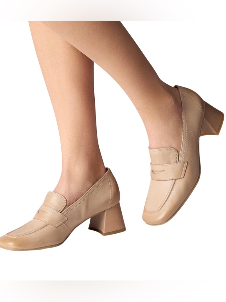 Paul Green New Classic Chunky Sabbia Leather Tan Heels